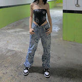 Patchwork Letters Women's Jeans