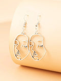 Gold Abstract Hollow Out Face Earrings