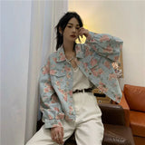 Women Versatile Sweet Floral Denim Jacket