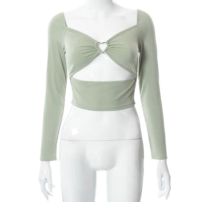 Drop Shoulder Heart Crop Top