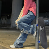 Ripped High Waist Wide-leg Jeans