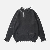 Oversized Destroyed Turtleneck Knit Sweater