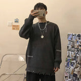 Oversized Destroyed Turtleneck Knit Sweater