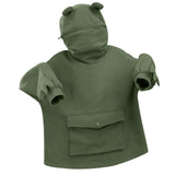 Frog Long Sleeve Solid Color Hoodie