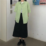 Women Preppy Plaid Womens Minimalist Chic Shirt
