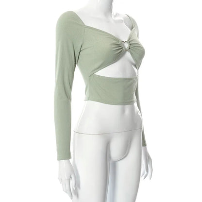 Drop Shoulder Heart Crop Top