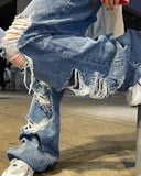 Ripped High Waist Wide-leg Jeans