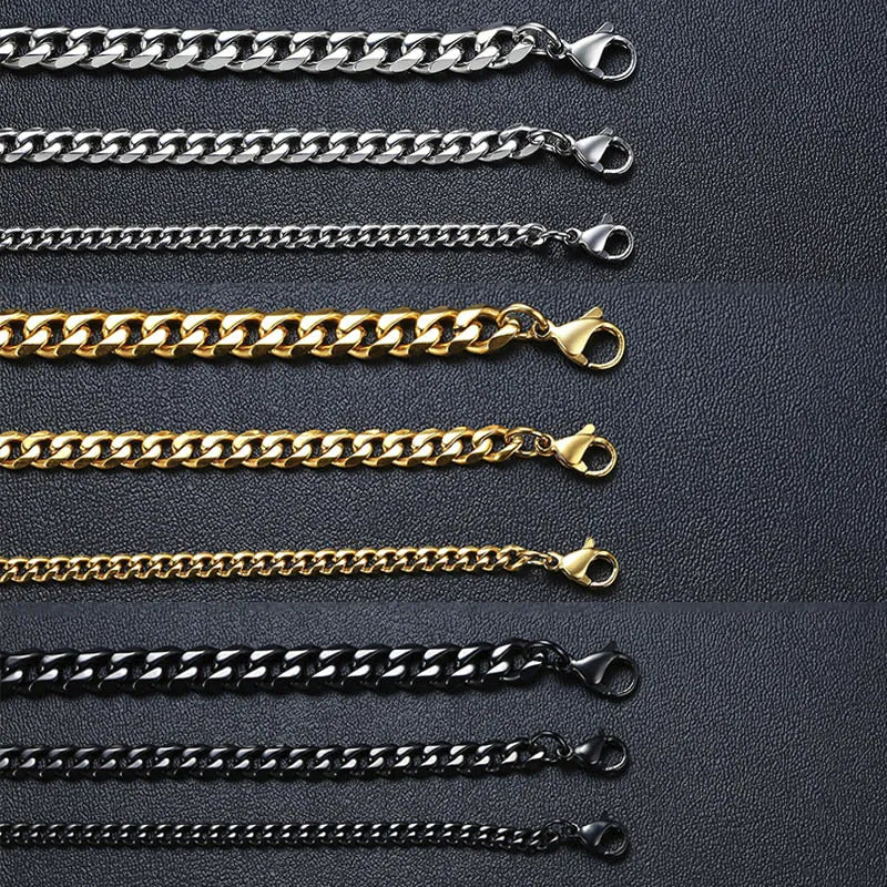 3-11mm Curb Stainless Stain Link Chain Bracelet