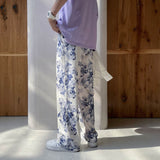 Floral Pattern Mid-waist Pants