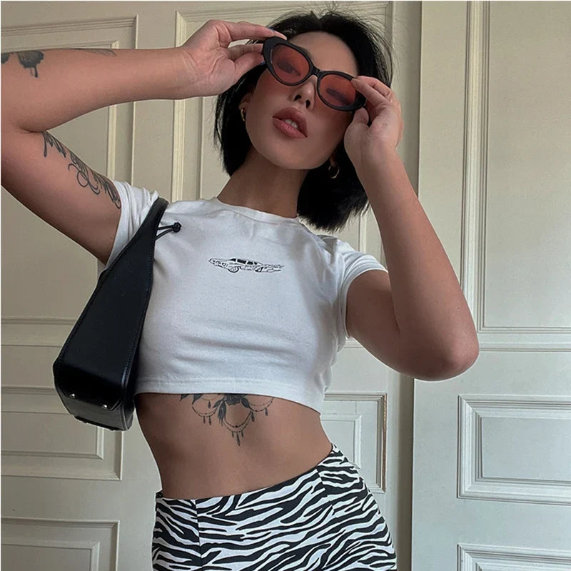 Y2K Abstract Cropped Top