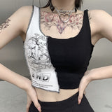 Patchwork Color Block Crop Tank Top