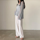 Hollow Out Lazy Style Wide Sleeves Shirt