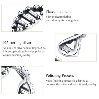 DNA 925 Sterling Silver Open Adjustable Finger Ring