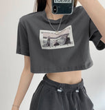 Coast Print Navel Crop Top