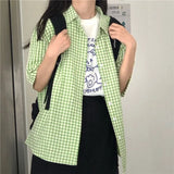 Women Preppy Plaid Womens Minimalist Chic Shirt