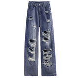 Ripped High Waist Wide-leg Jeans