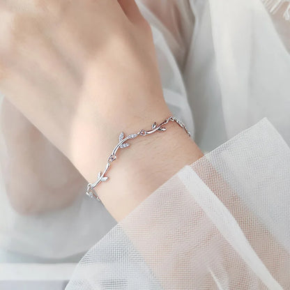 Cool Elegant Sterling Silver Leaf Bracelet