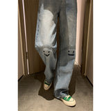 Smiley Monster Vintage Denim Pants
