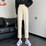 Denim Vintage Solid High Waist Jeans