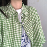 Women Preppy Plaid Womens Minimalist Chic Shirt