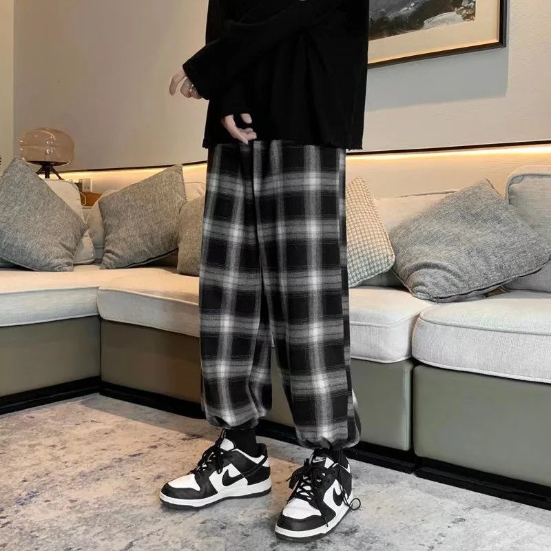 Retro Plaid Loose Fit Pants