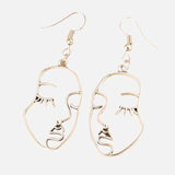 Gold Abstract Hollow Out Face Earrings