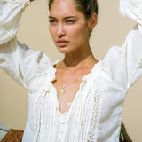 Vintage White Lace Lantern Sleeve Sweater