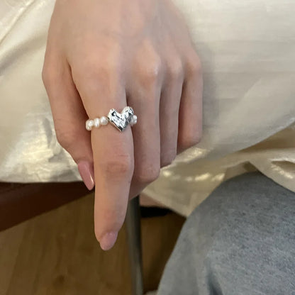 Heart Stone Beaded Ring