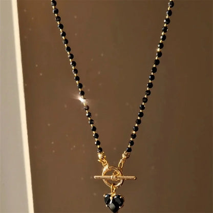 Heart Toggle Clasp Beaded Necklace