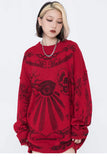 Effortless Rose Eye Scorpion Print Knitted Sweater