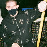 Y2K Cross Print Zip Up Hoodie