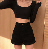 Retro Chic High Waist Denim Short