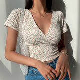 Floral V-neck Crop Top