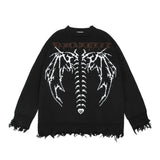 Gothic Letter Bat Skeleton Print Sweater