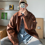 Oversized Solid Leather Jacket