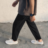 Mid-waist Pleated Straight Pants