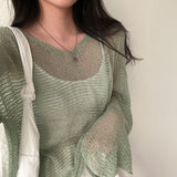Hollow Out Lazy Style Wide Sleeves Shirt