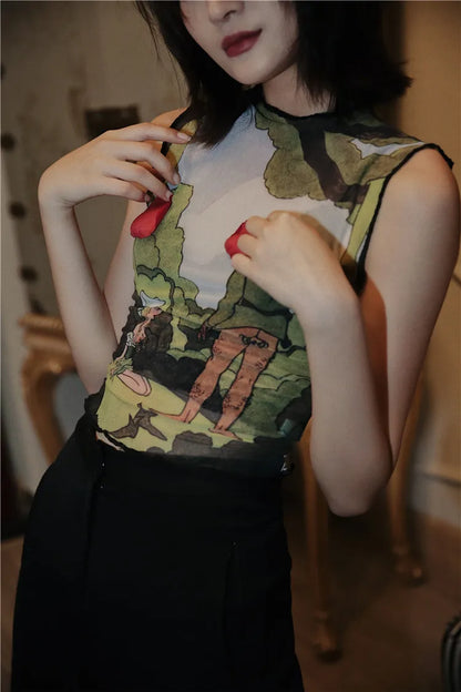 Illustrated Mesh Top