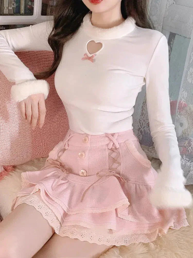 Ruffled Lace Mini Skirt