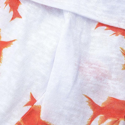 Koi Fish Printed Mesh Mini Dress