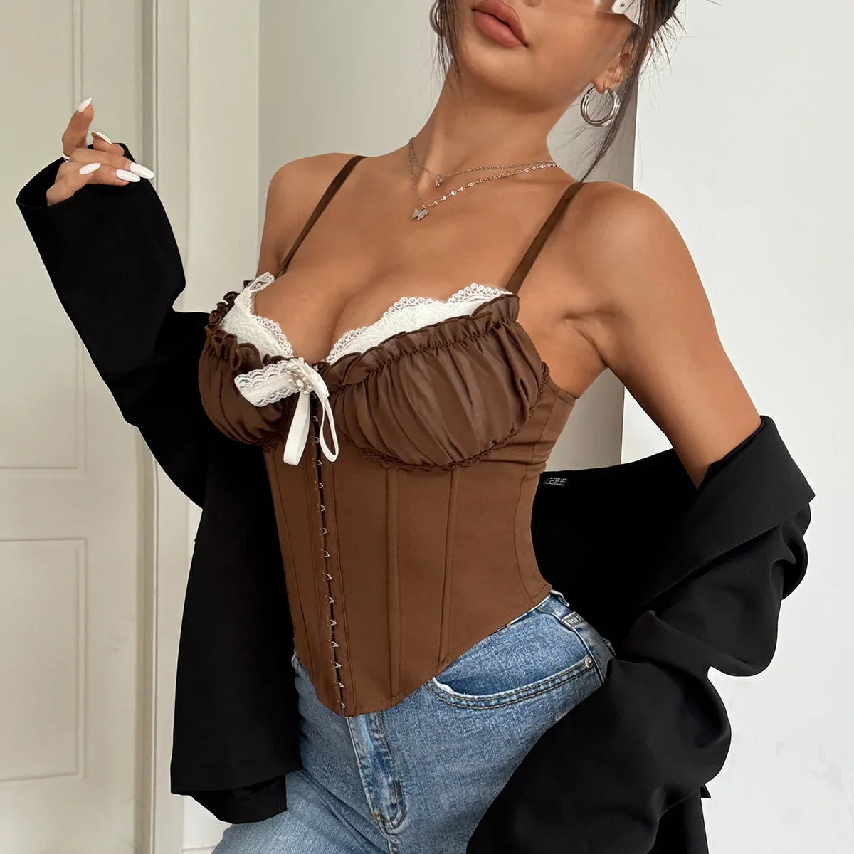 Lace Bow Corset Top