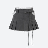 Premium Lace Trim Pleated Mini Skirt for Stylish Outfits