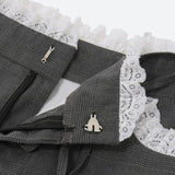 Lace Trim Pleated Mini Skirt