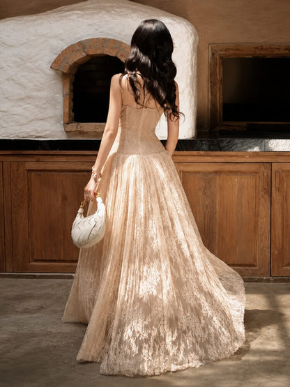 Lace Tulle Maxi Dress