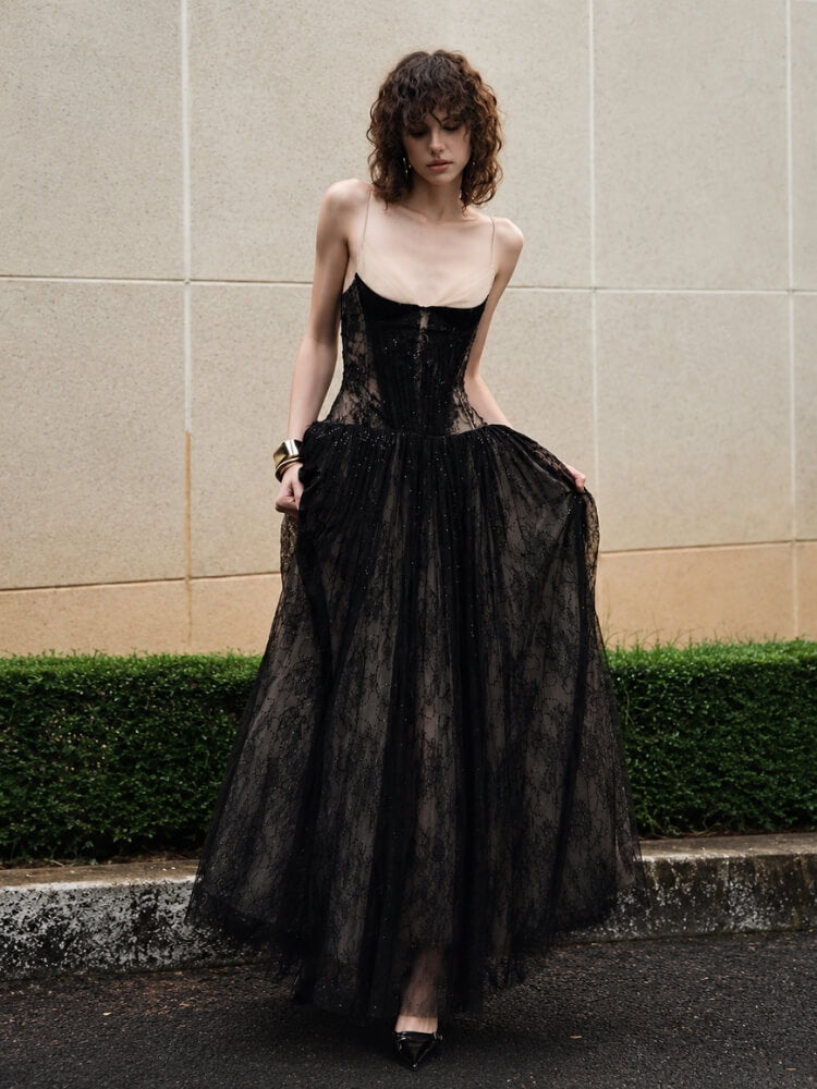 Lace Tulle Maxi Dress
