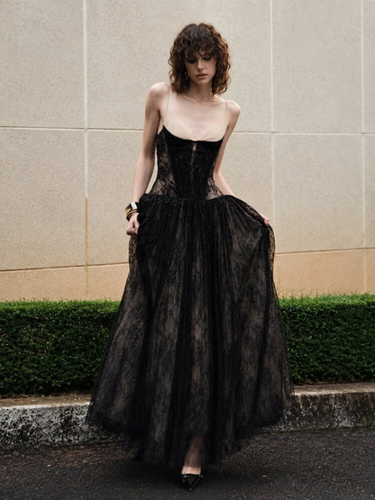 Lace Tulle Maxi Dress