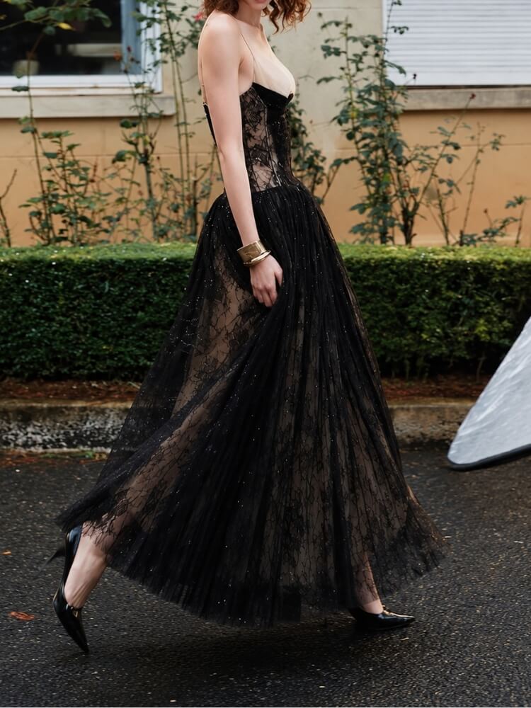Lace Tulle Maxi Dress