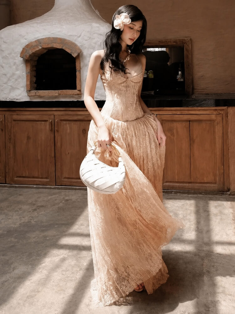 Lace Tulle Maxi Dress