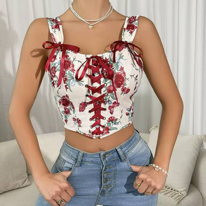 Lace-Up Corset Crop Top