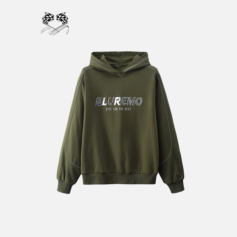 Letter Print Wide Collar Hoodie